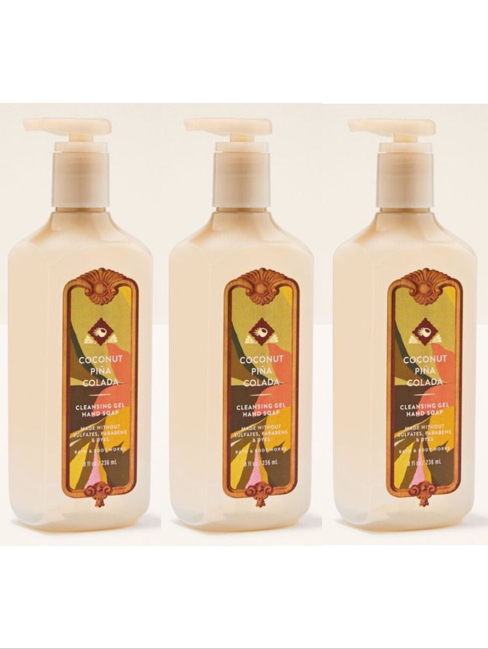Bath & Body Works Coconut Piña Colada Cleansing Gel Hand Soap Set of 3 New RARE